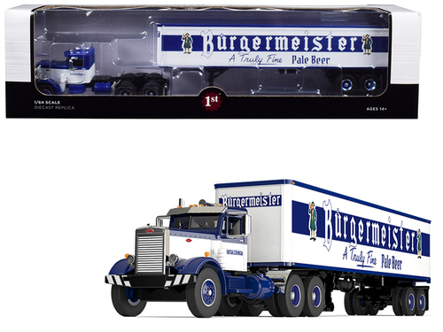 Peterbilt 351 Day Cab with 40\' Vintage Trailer \Burgermeister\" Blue