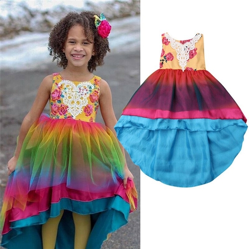 Pretty Kids Baby Girl Gradient Rainbow Dresses