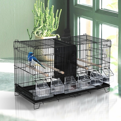 PawHut 17.75"x9"x10.5" Flight Bird Cage 4 Doors 6 Food Boxes 4 Perch