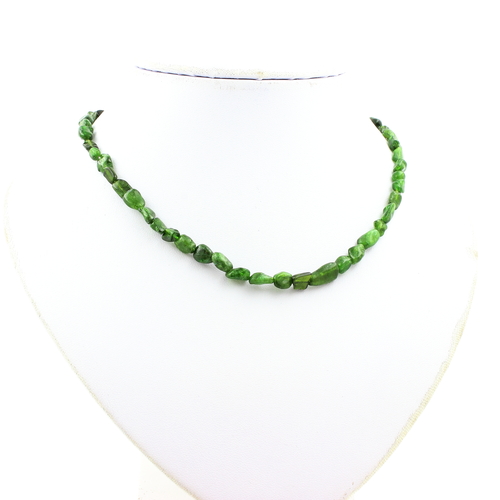 Diopside from Brazil bead necklace stainless steel chain