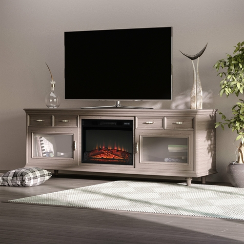 HOMCOM 23" Electric Fireplace Insert for Wooden Cabinet, Recessed