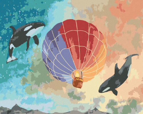 Paint by Numbers - ORCAS AND A HOT AIR BALLOON