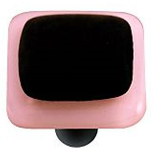 Hot Knobs HK5050-KB Petal Pink Border with Black Square Glass Cabinet 