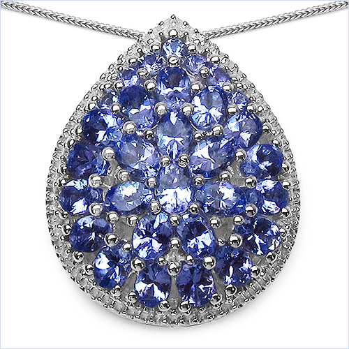 4.16 Carat Genuine Tanzanite .925 Sterling Silver Pendant