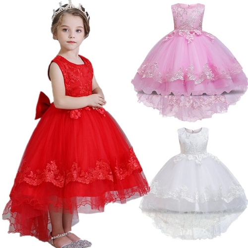 Lace Flower Girl Train Dress Elegent Wedding