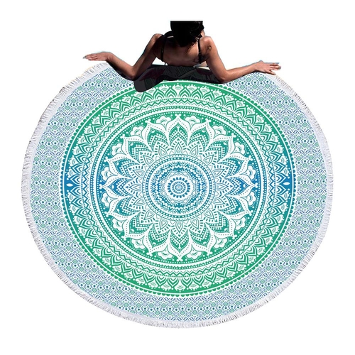 Mandala Round Beach Towel Bohemian Endless Tassel
