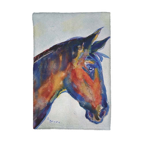 Betsy Drake KT090 Blue Horse Kitchen Towel