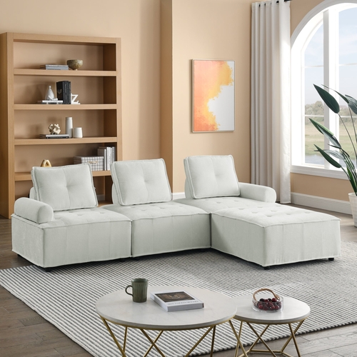 L-Shape Modular Sectional Sofa, DIY Combination, Chenille