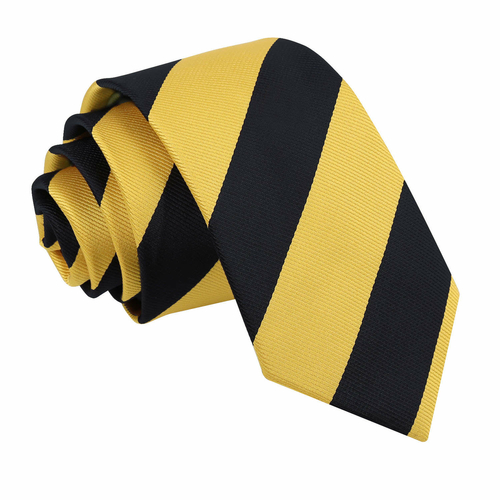 Striped Slim Tie - Yellow & Black