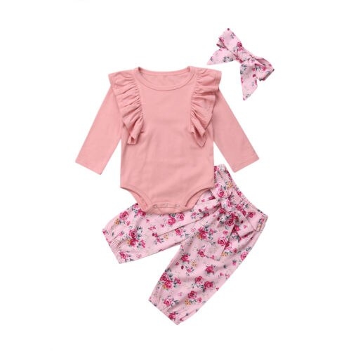 Newborn Baby Girl Romper  Tops+Pants Headband