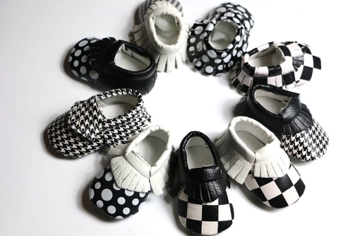 2019 New Plaid Fringe Baby boys Moccasins black