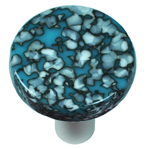Hot Knobs HK8055-KRA Granite Turquoise Blue & French Vanilla Round Gla