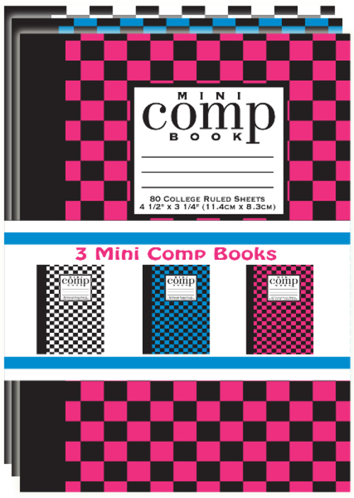 E-Clips Mini College Ruled Composition Books, 3 Pack - 48 Count, 80