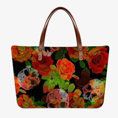 Jacki Easlick Skull Roses Cloth Tote Bag