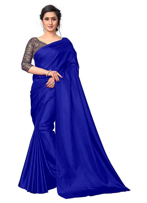 Generic Women's Zoya Silk Saree (Royal Blue, 5-6