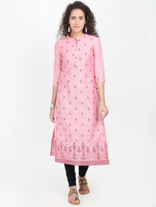 Women's straight kurta Below Knee Length (Size-XL) (Color-PINK)
