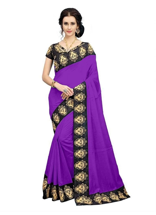 Generic Women's Chiffon Saree (Purple, 5-6 Mtrs)