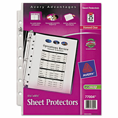 Avery 77004 Top Load Sheet Protector- Heavyweight- 8.5 x 5.5- Clear 25