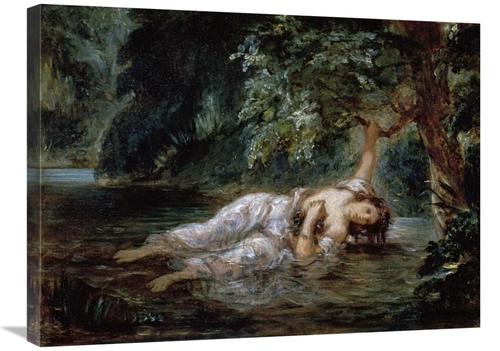 30 in. Death of Ophelia Art Print - Eugene Delacroix