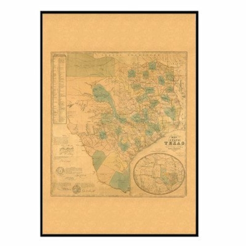 Universal Map 16179 Texas 1853 Historical Print Mounted & Black Framed