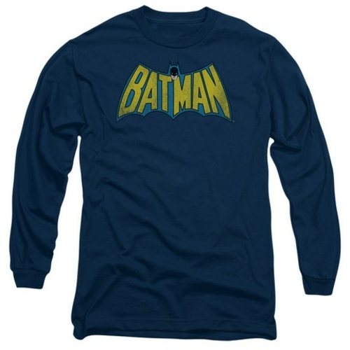 Trevco Dc-Classic Batman Logo - Long Sleeve Adult 18-1 Tee - Navy- Med