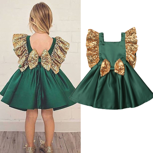 Christmas Toddler Kids Baby Girl Sequins Bowknot