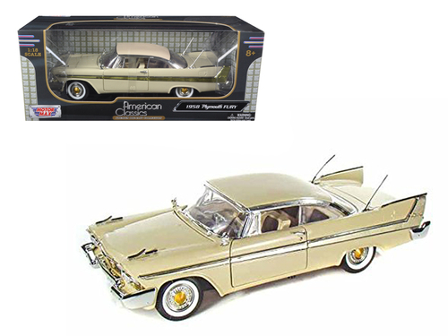 1958 Plymouth Fury Beige 1/18 Diecast Model Car by Motormax