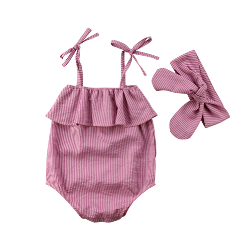 Newborn Toddler Baby Girls Clothes Striped Ruffles