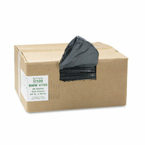 Webster RNW4750 ReClaim Can Liners  56 Gallon  1.25mil  43 x 48  Black