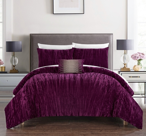 Chic Home BCS12630-BIB-US 8 Piece Jaydalee Comforter Set - Plum, Q