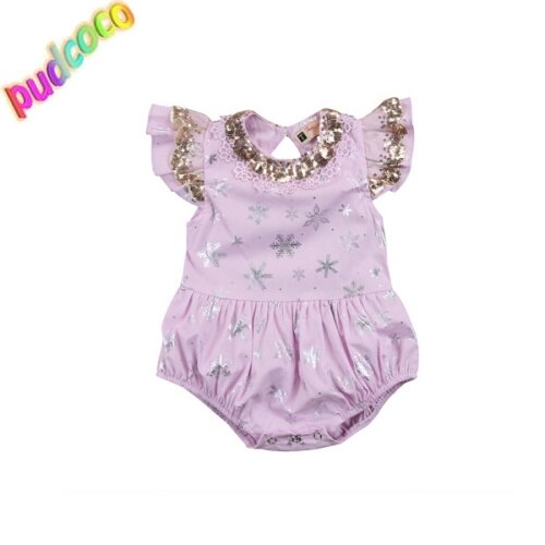 Newborn Baby Kids Girl Lace Snowflake Romper