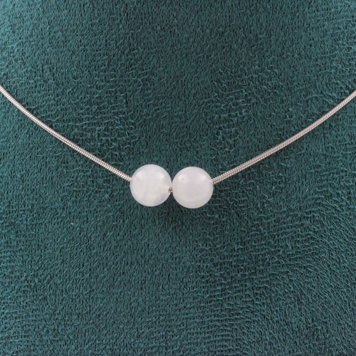 Moonstone from Sri Lanka 8 mm 2 beads necklace. 