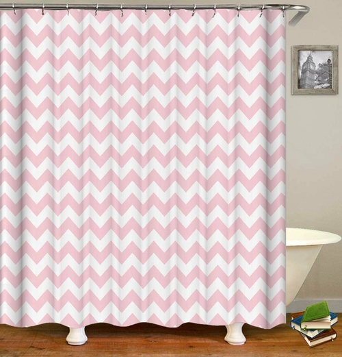 Pink Chevron Shower Curtain