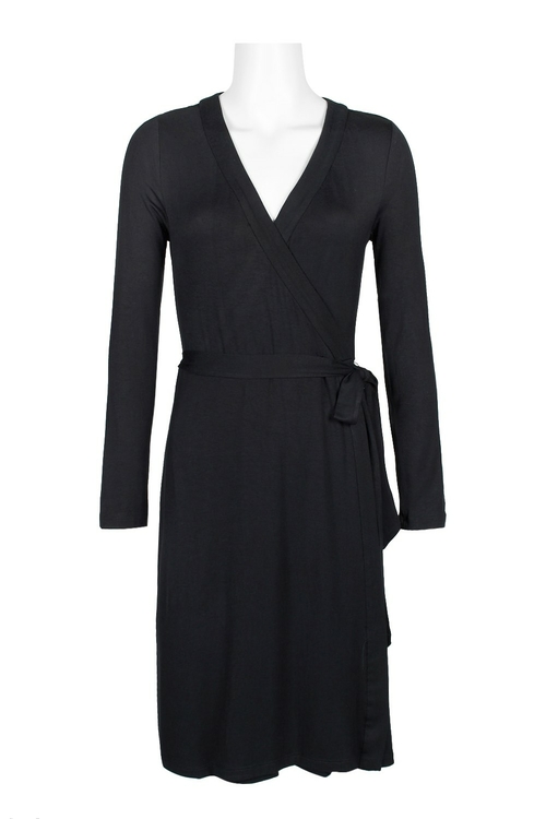 Adrianna Papell V-Neck Long Sleeve Solid Tie Side Rayon Jersey Faux