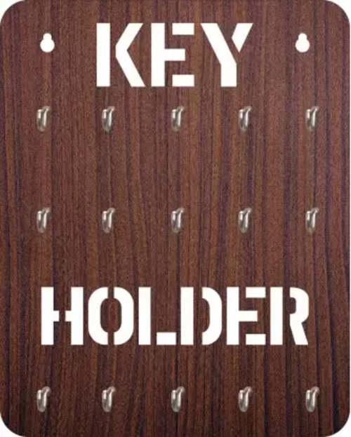 Wood Key Holder (15 Hooks, Brown)