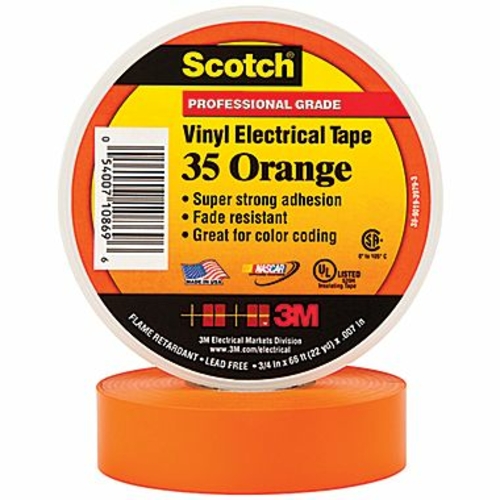Scotch T96403510PKO 0.75 in. x 66 ft. Orange 35 Electrical Tape - Pack