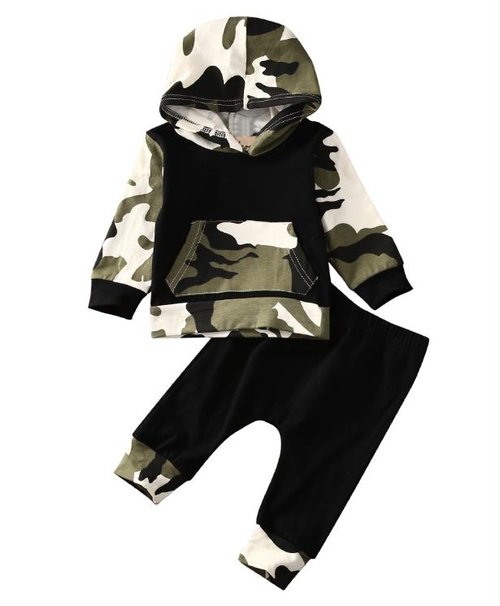 Baby Boy Girl Army Green Tops + Long Pants Clothes