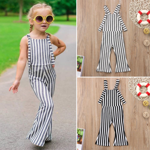 Toddler Kids Baby Girl Stripe Brace Pants Overalls