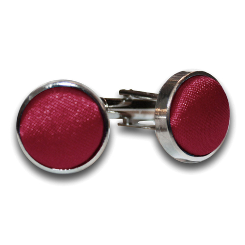 Plain Satin Cufflinks - Burgundy