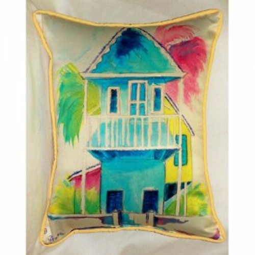 Betsy Drake HJ232 W. Palm Hut Blue Throw Pillow- 16 x 20 in.