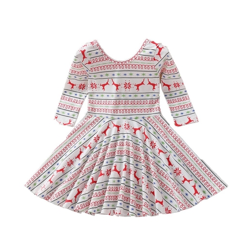 Toddler Girls Christmas Children Print O neck