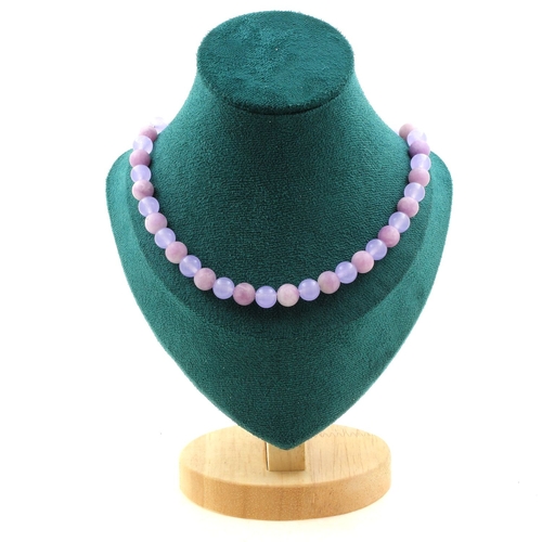 Lavender Chalcedony + Mica 8 mm beads necklace.