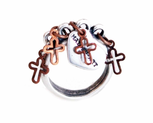 Statement ring in silver with crosses