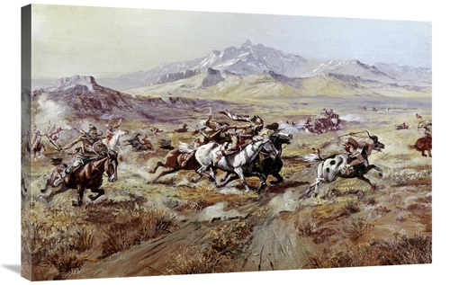 Global Gallery GCS-282792-36-142 36 in. Stagecoach Attack Art Print - 