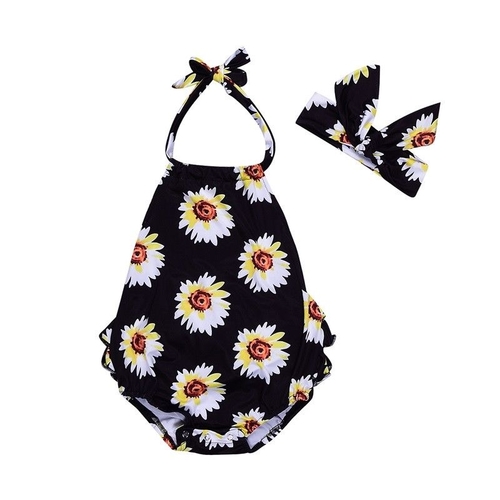 Sunflowers Charming Black 2Pcs Newborn Infant