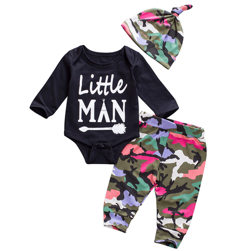 Baby 3PCS Camo Clothes Set Newborn Babies Boy 3Pcs