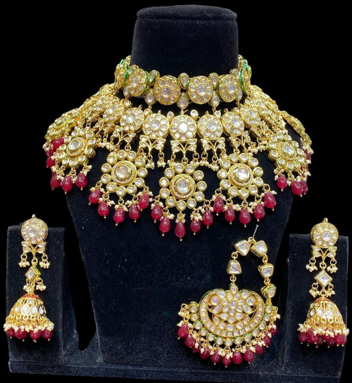 Alloy Gold-plated Pink Jewel Set