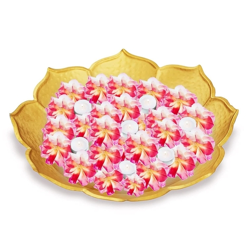 Decorative Iron Floral Urli Bowl For Floating Flowers And Tea-Light