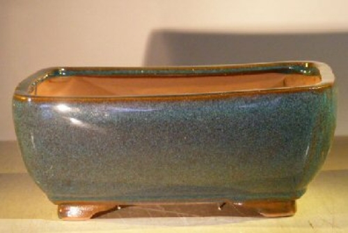 Dark Moss Green Ceramic Bonsai Pot - Rectangle Professional Series10"