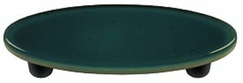 Hot Knobs HK1032-POB Steel Blue Oval Glass Cabinet Pull - Black Post